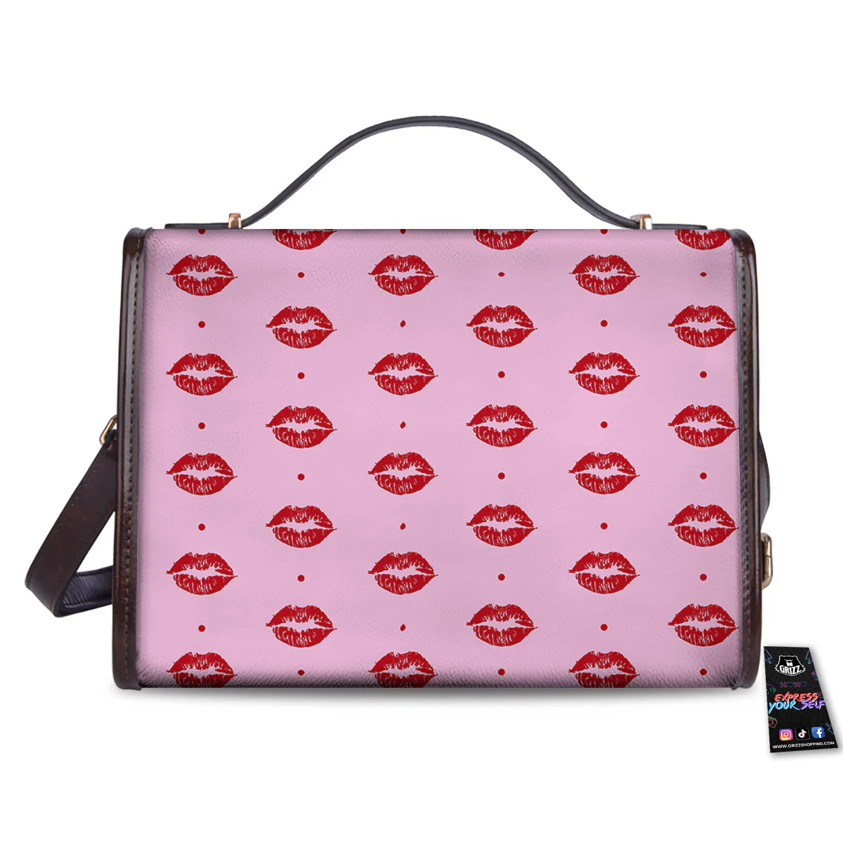 Lips Pink And Red Print Pattern Women's Satchel Bag - Image 2