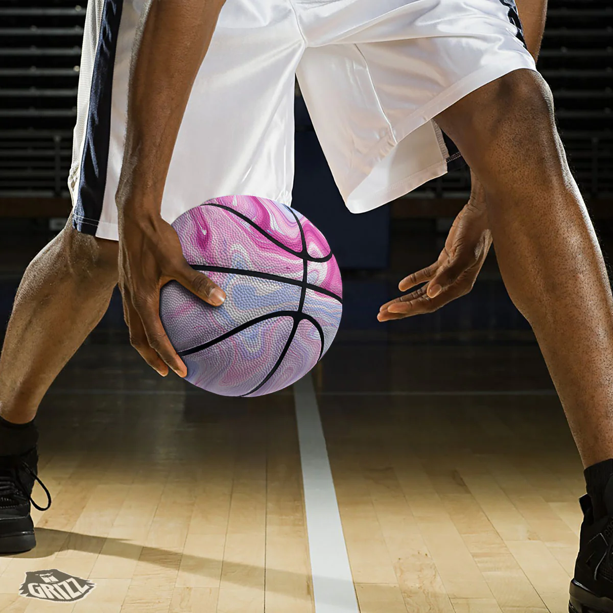 Liquid And Fluid Marble Pink Print Basketball - Image 3