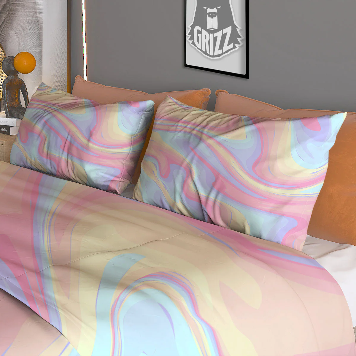 Liquid And Marble Pastel Print Duvet Cover Bedding Set - Image 3