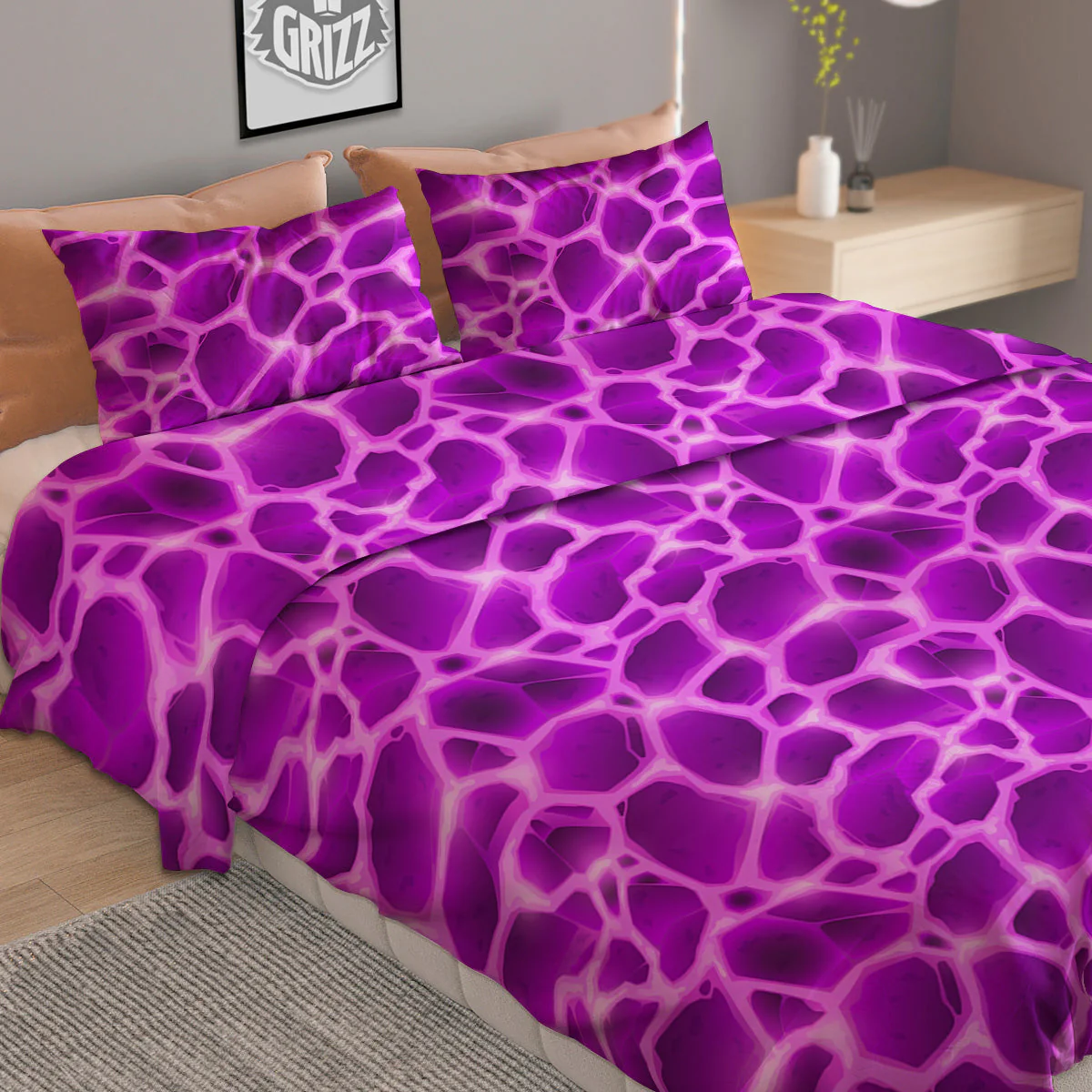Liquid Lava Purple Print Pattern Duvet Cover Bedding Set - Image 2