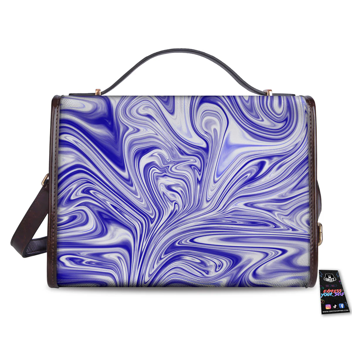 Liquid Psychedelic Print Pattern Women's Satchel Bag - Image 2