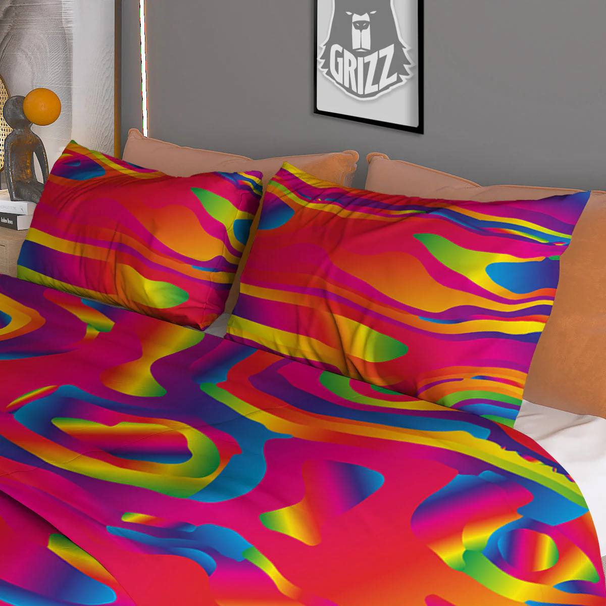 Liquid Trippy Abstract Colorful Print Duvet Cover Bedding Set - Image 3