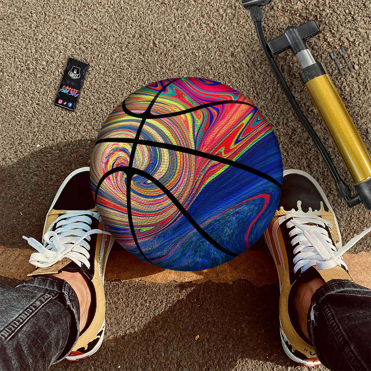 Liquid Trippy Abstract Psychedelic Print Basketball - Image 2