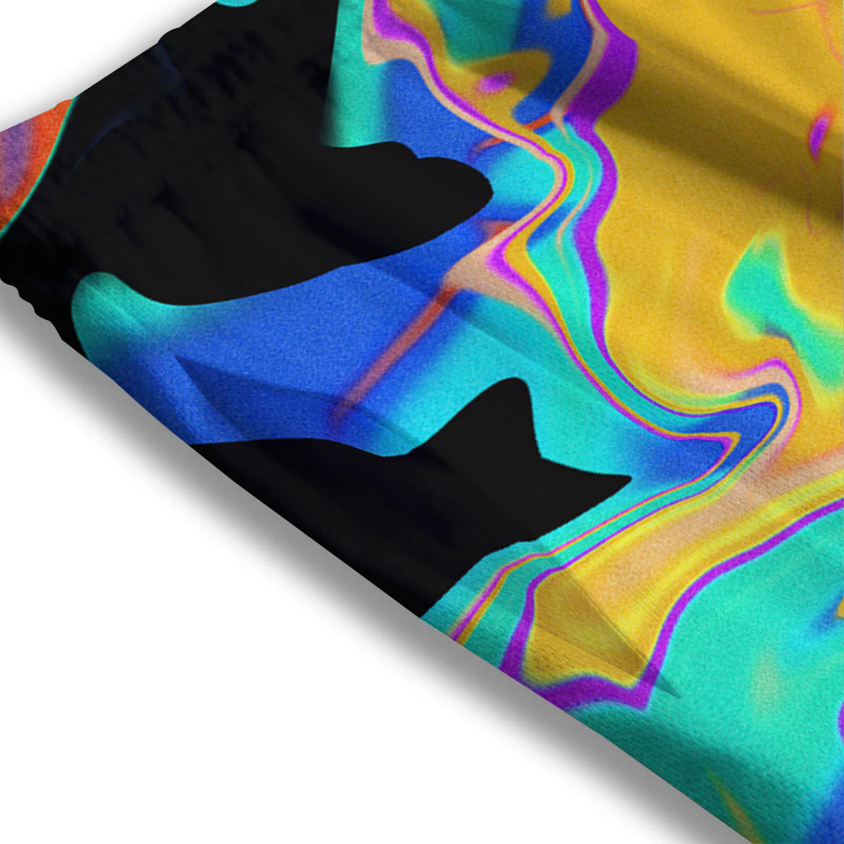 Liquid Trippy Holographic Neon Print Mesh Shorts - Image 3