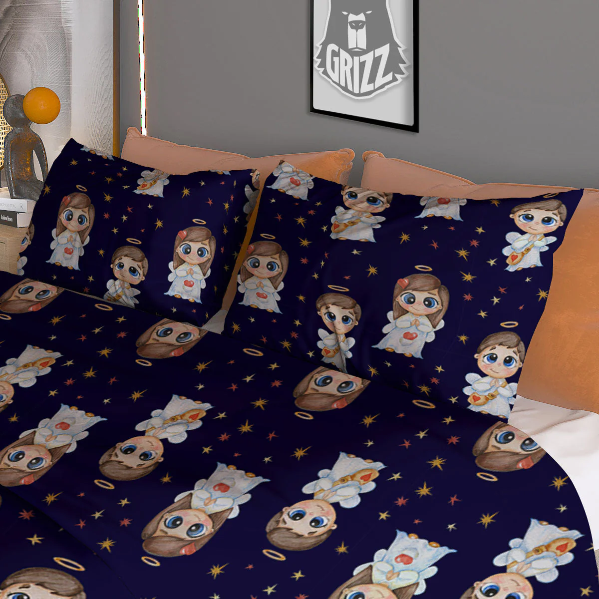 Little Angel Print Pattern Duvet Cover Bedding Set - Image 3