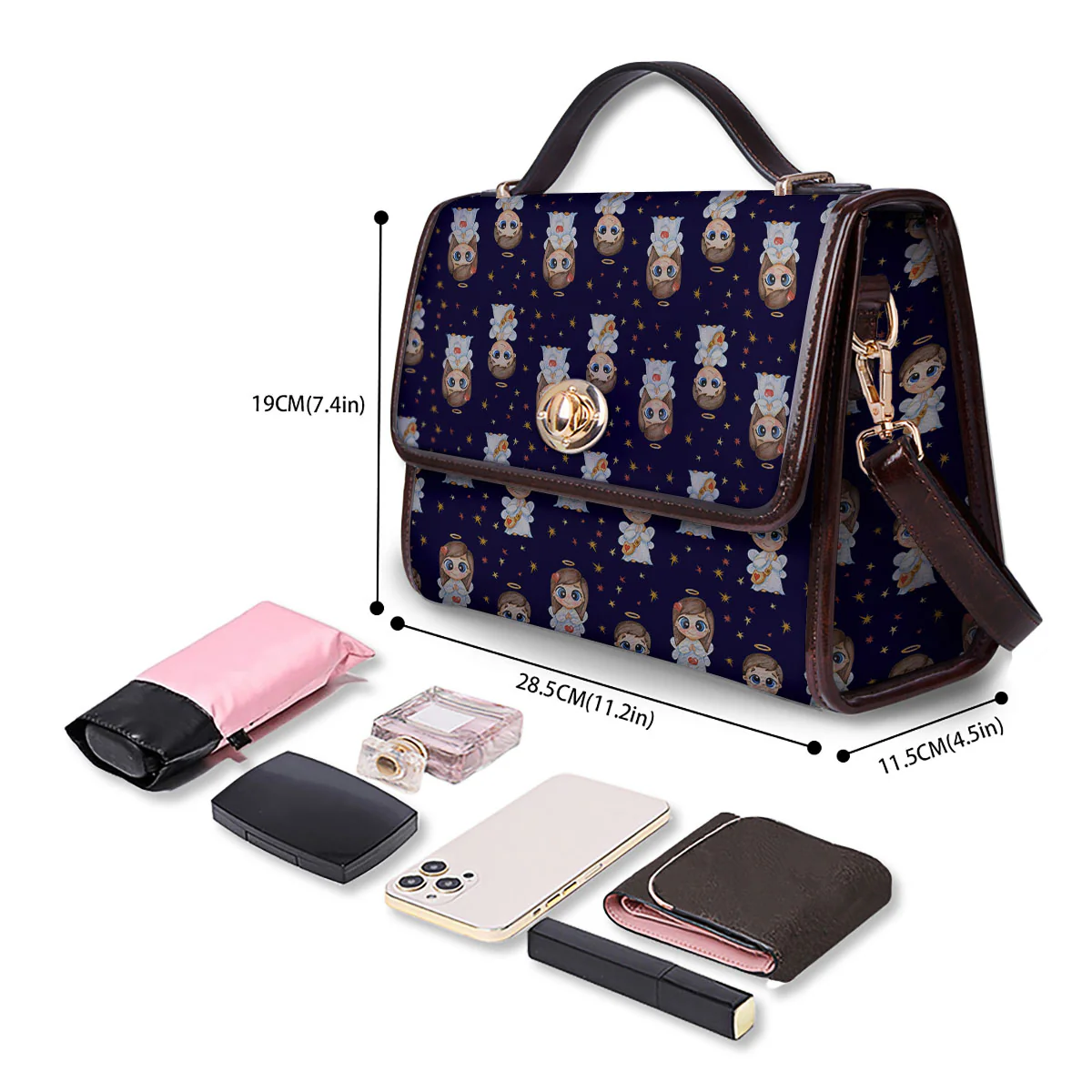Little Angel Print Pattern Women's Satchel Bag - Image 4