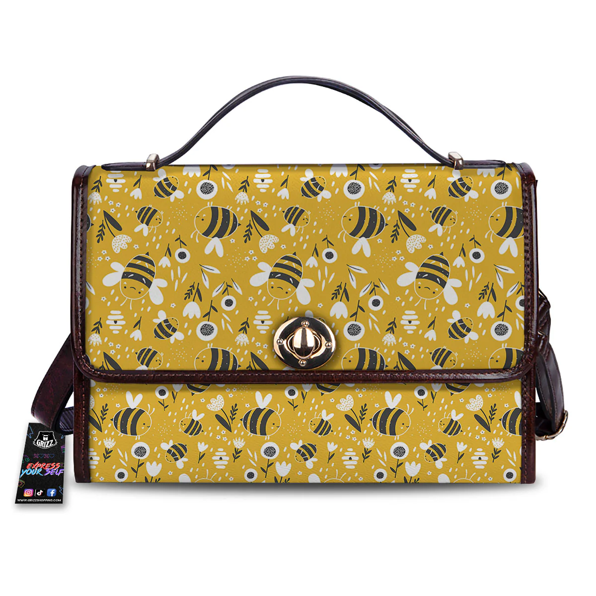Little Bee Print Pattern Women's Satchel Bag