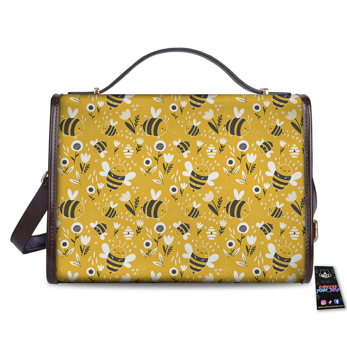 Little Bee Print Pattern Women's Satchel Bag - Image 2