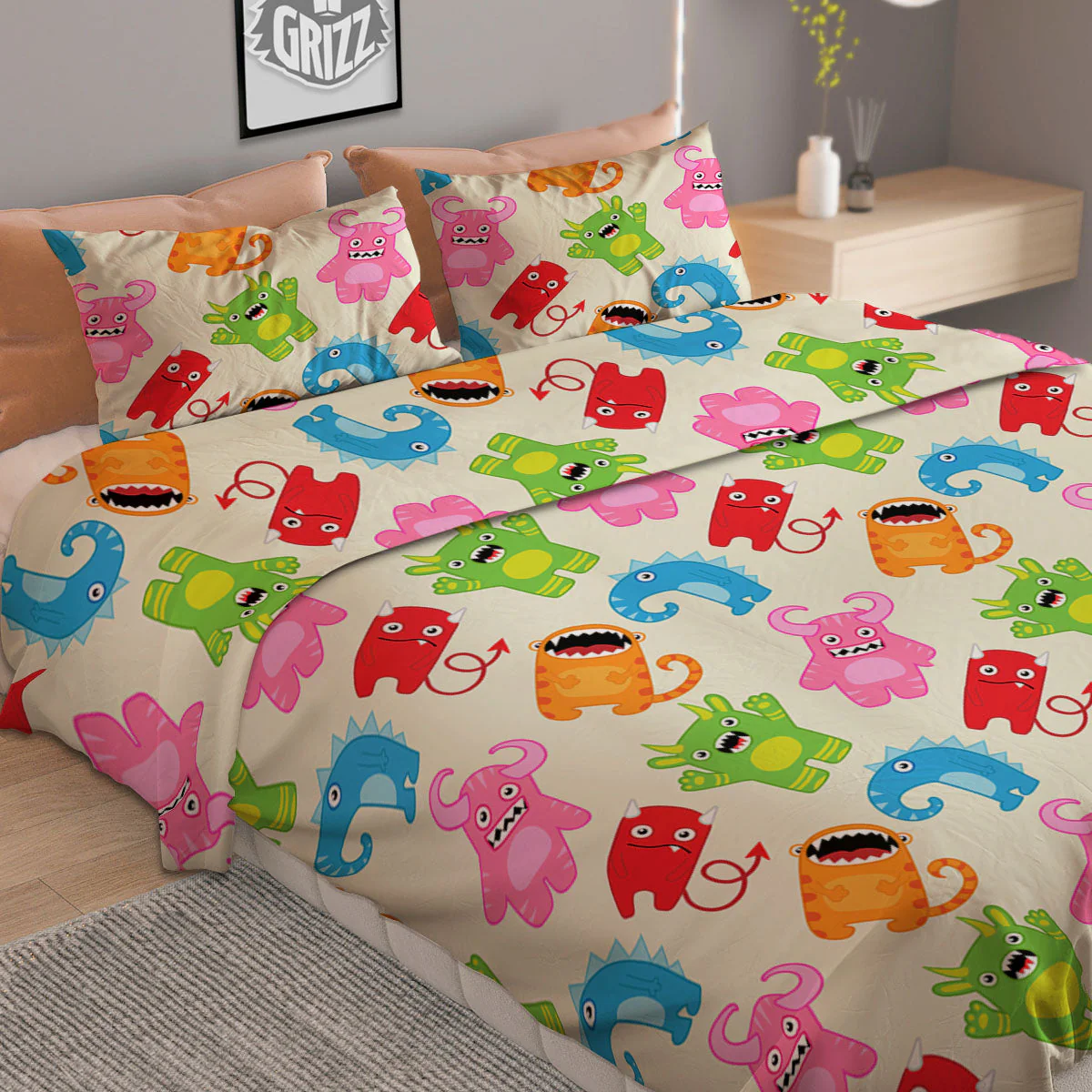Little Monster Print Pattern Duvet Cover Bedding Set - Image 2
