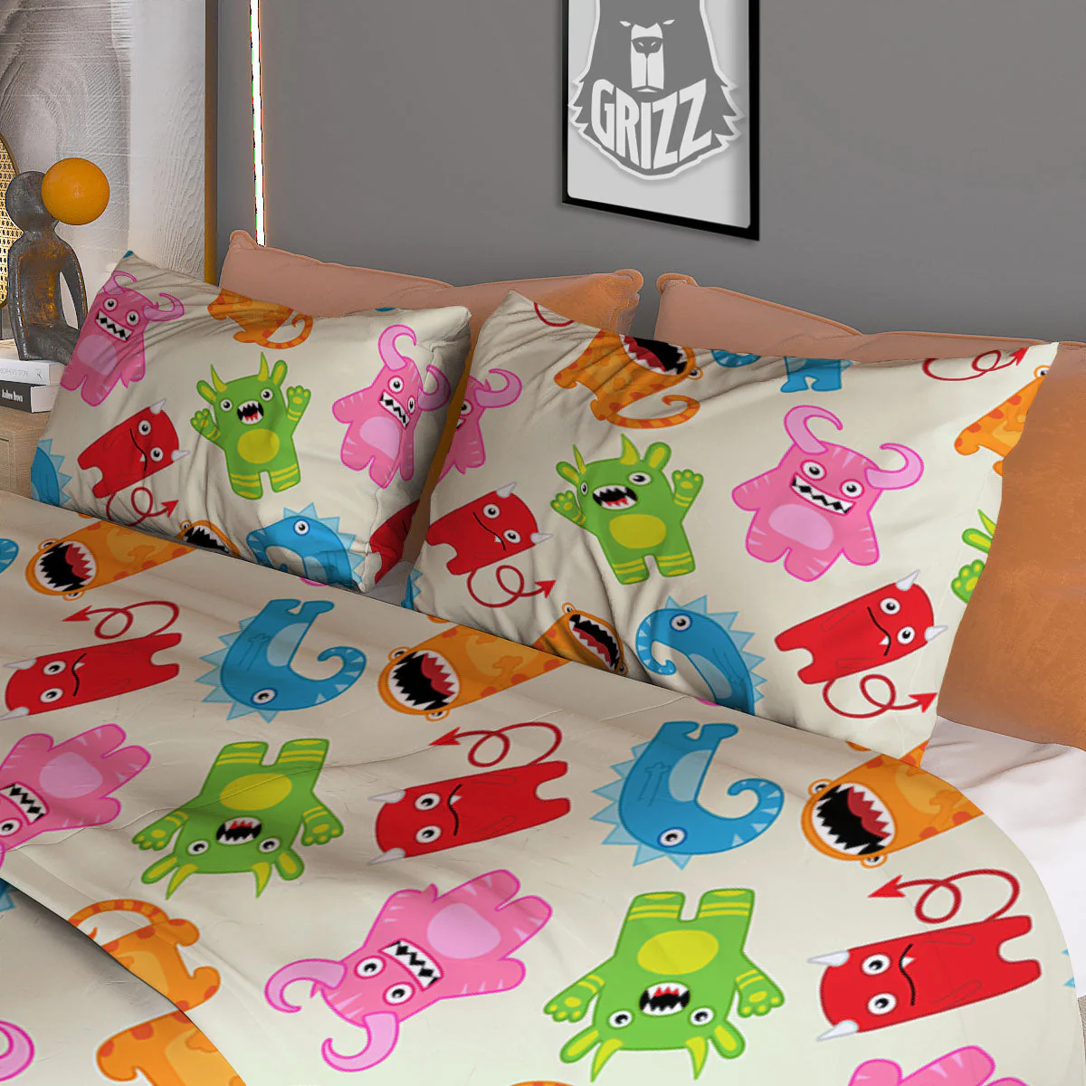 Little Monster Print Pattern Duvet Cover Bedding Set - Image 3
