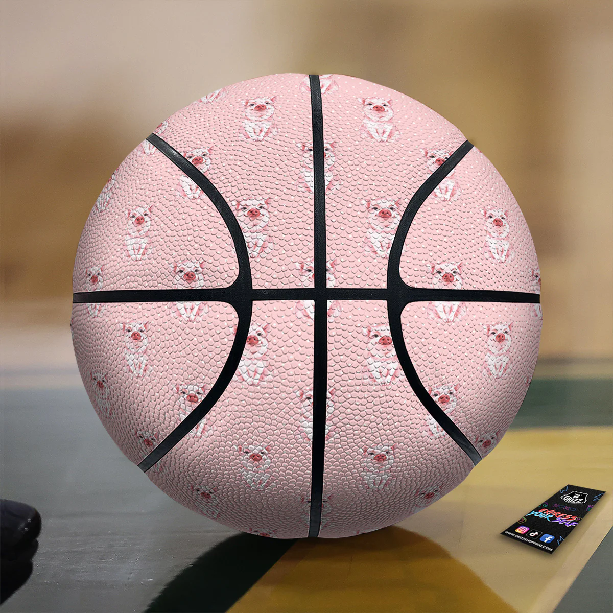 Little Pig And White Dots Print Pattern Basketball