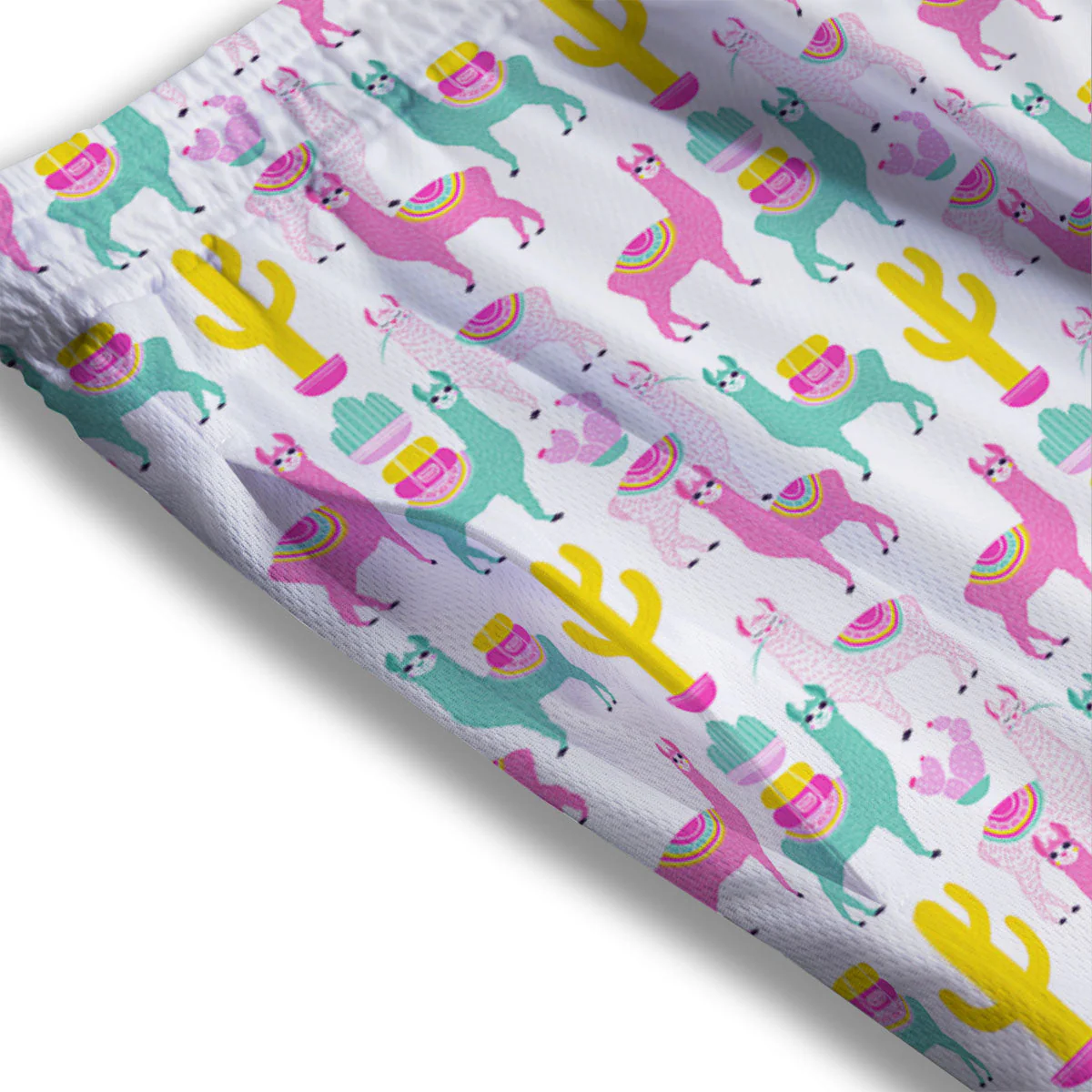 Llama And Cartoon Cactus Print Pattern Mesh Shorts - Image 3