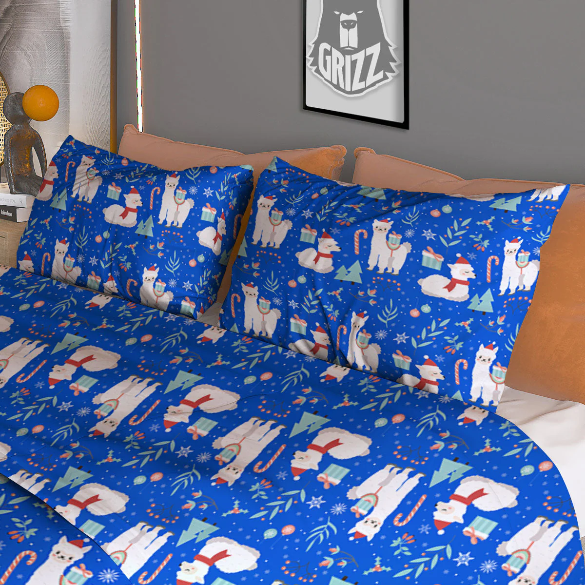 Llama Christmas Print Pattern Duvet Cover Bedding Set - Image 3