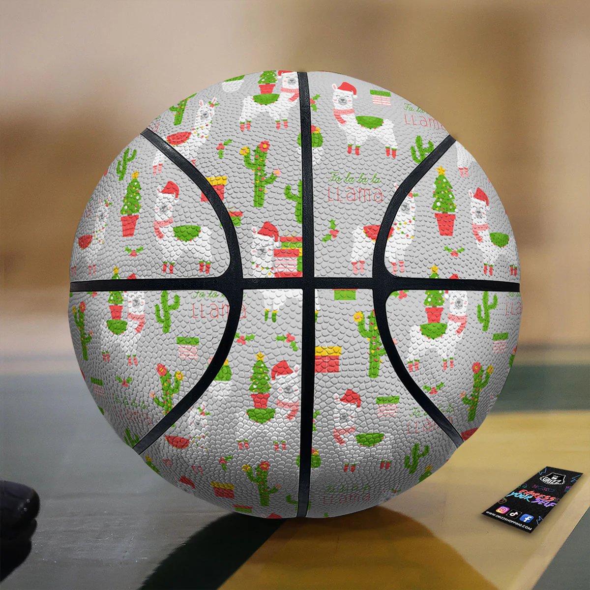 Llama Xmas Santa Claus Print Pattern Basketball