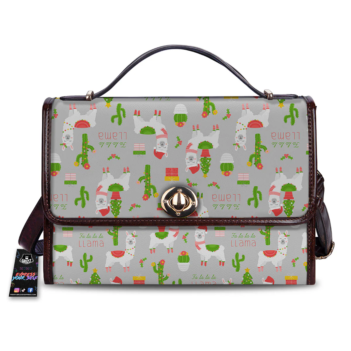 Llama Xmas Santa Claus Print Pattern Women's Satchel Bag
