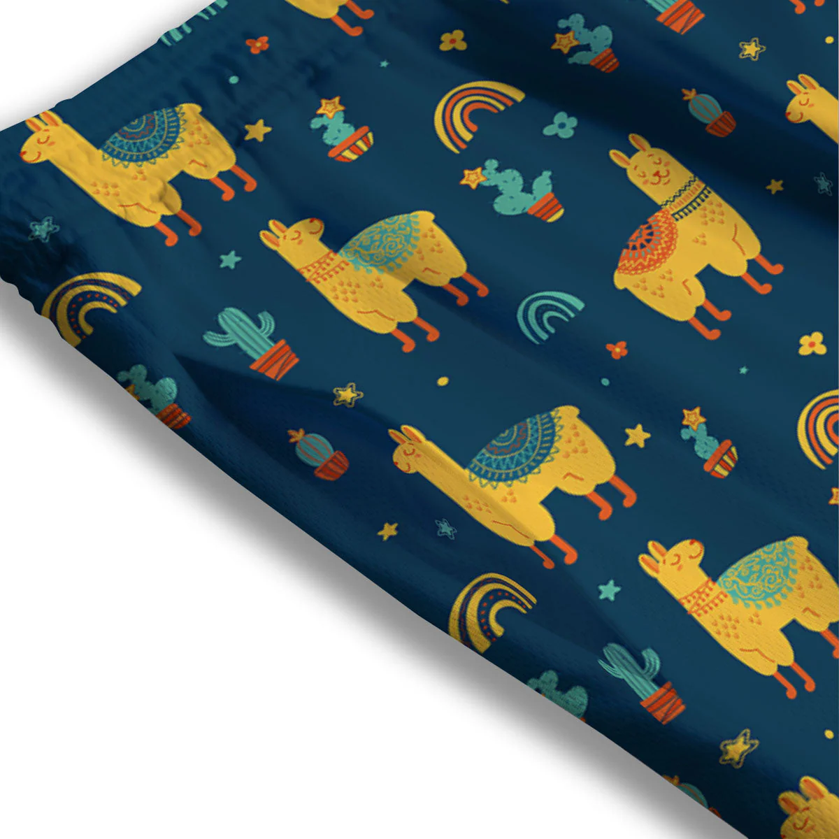 Llama Yellow Print Pattern Mesh Shorts - Image 3