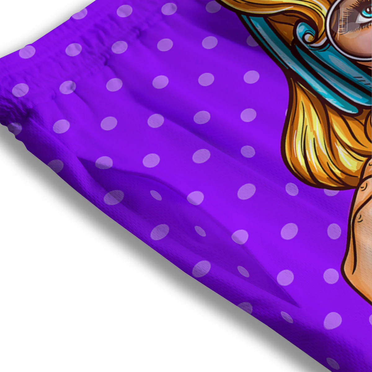 Lollipop And Punk Girl Print Mesh Shorts - Image 3