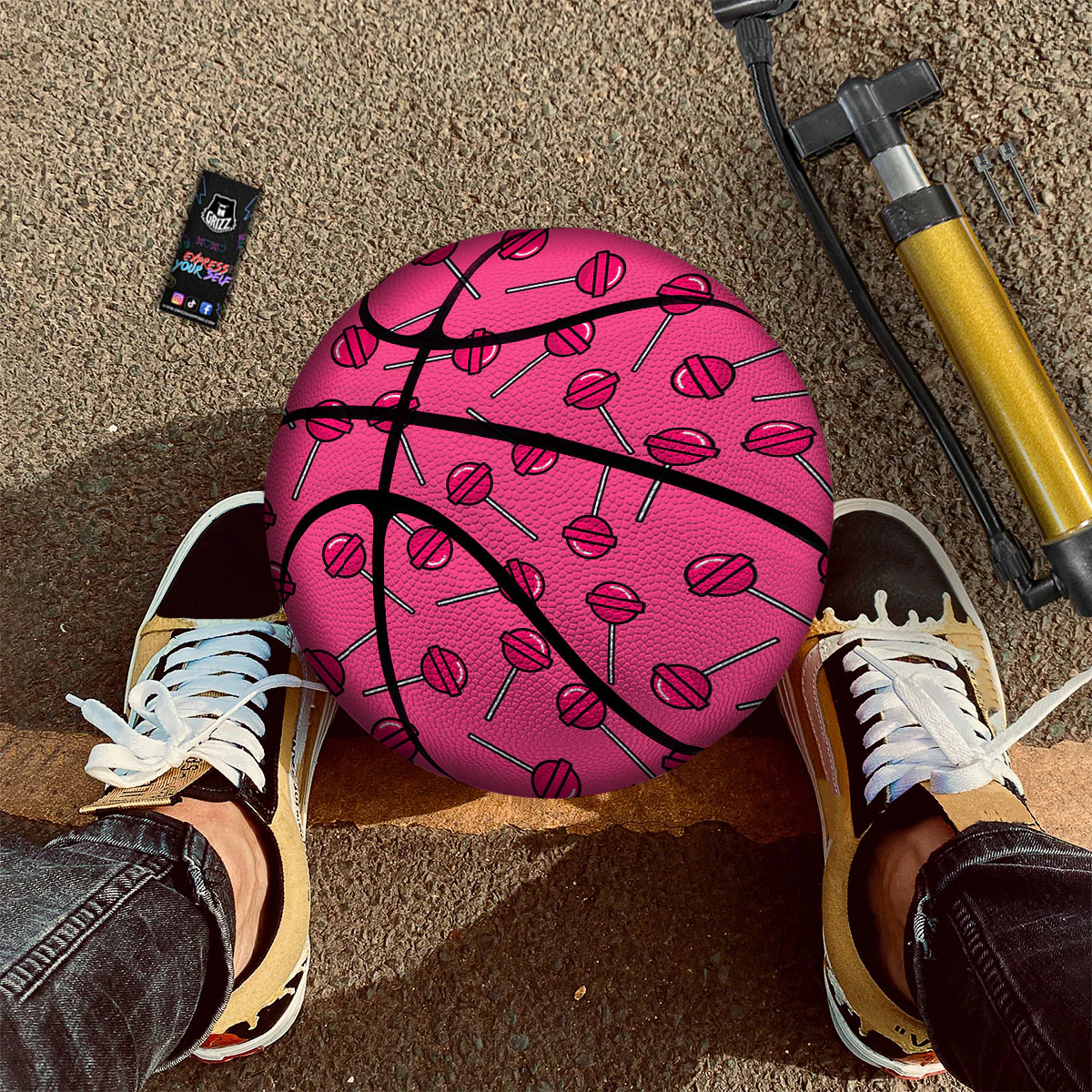Lollipop Candy Pink Print Pattern Basketball - Image 2
