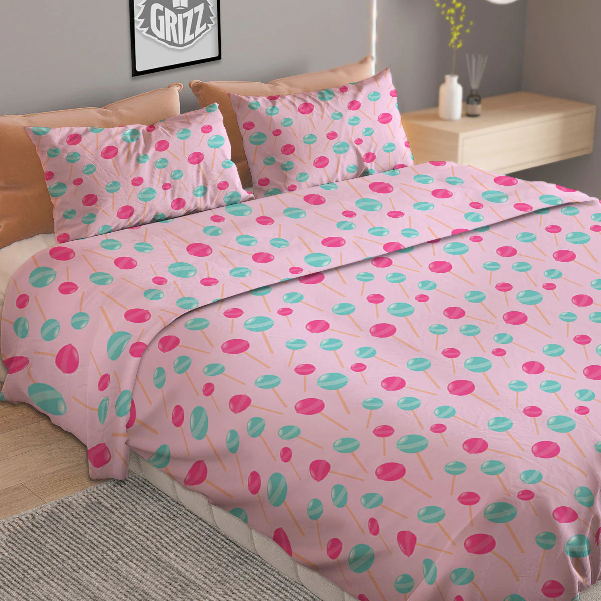 Lollipop Cartoon Print Pattern Duvet Cover Bedding Set - Image 2