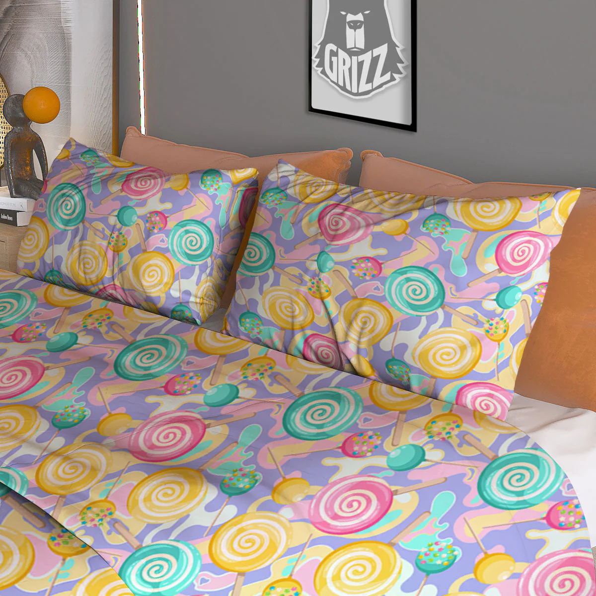 Lollipop Swirl Colorful Print Pattern Duvet Cover Bedding Set - Image 3