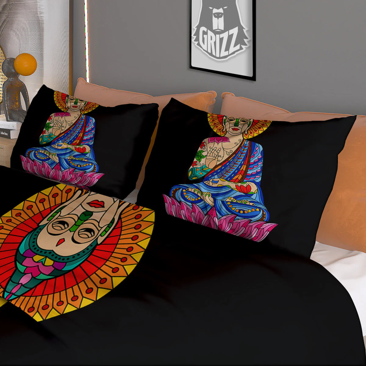 Lotus Buddha Colorful Print Duvet Cover Bedding Set - Image 3