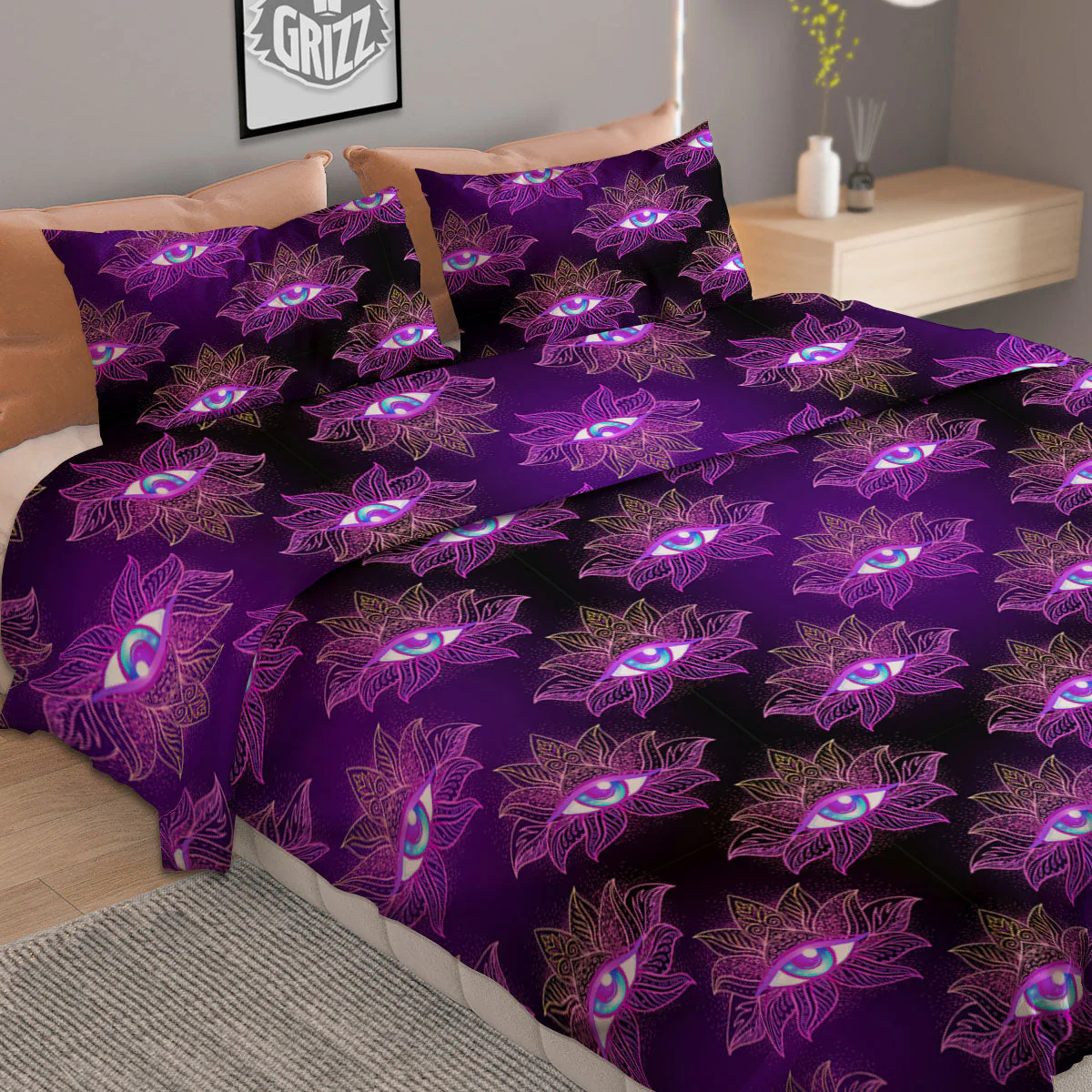 Lotus Eye Of Providence Print Pattern Duvet Cover Bedding Set - Image 2
