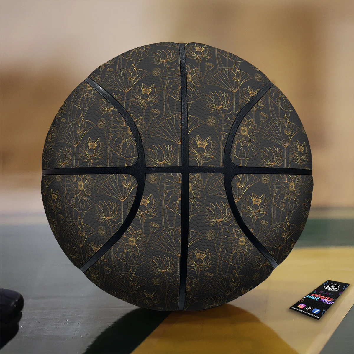 Lotus Gold And Black Print Pattern Basketball