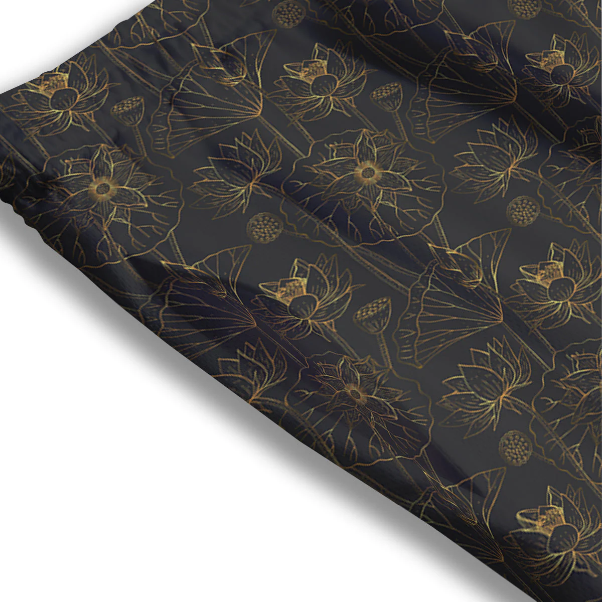 Lotus Gold And Black Print Pattern Mesh Shorts - Image 3