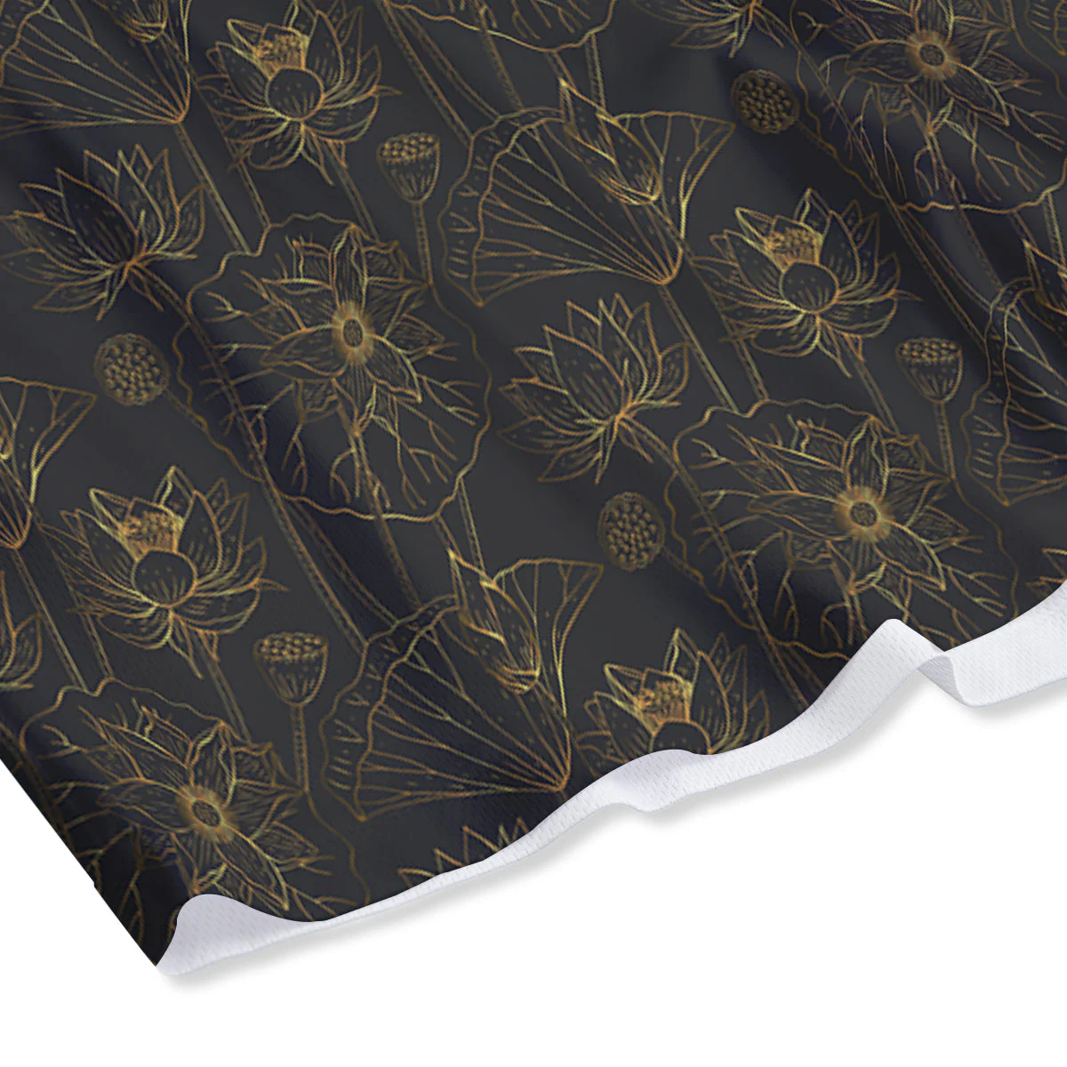 Lotus Gold And Black Print Pattern Mesh Shorts - Image 4