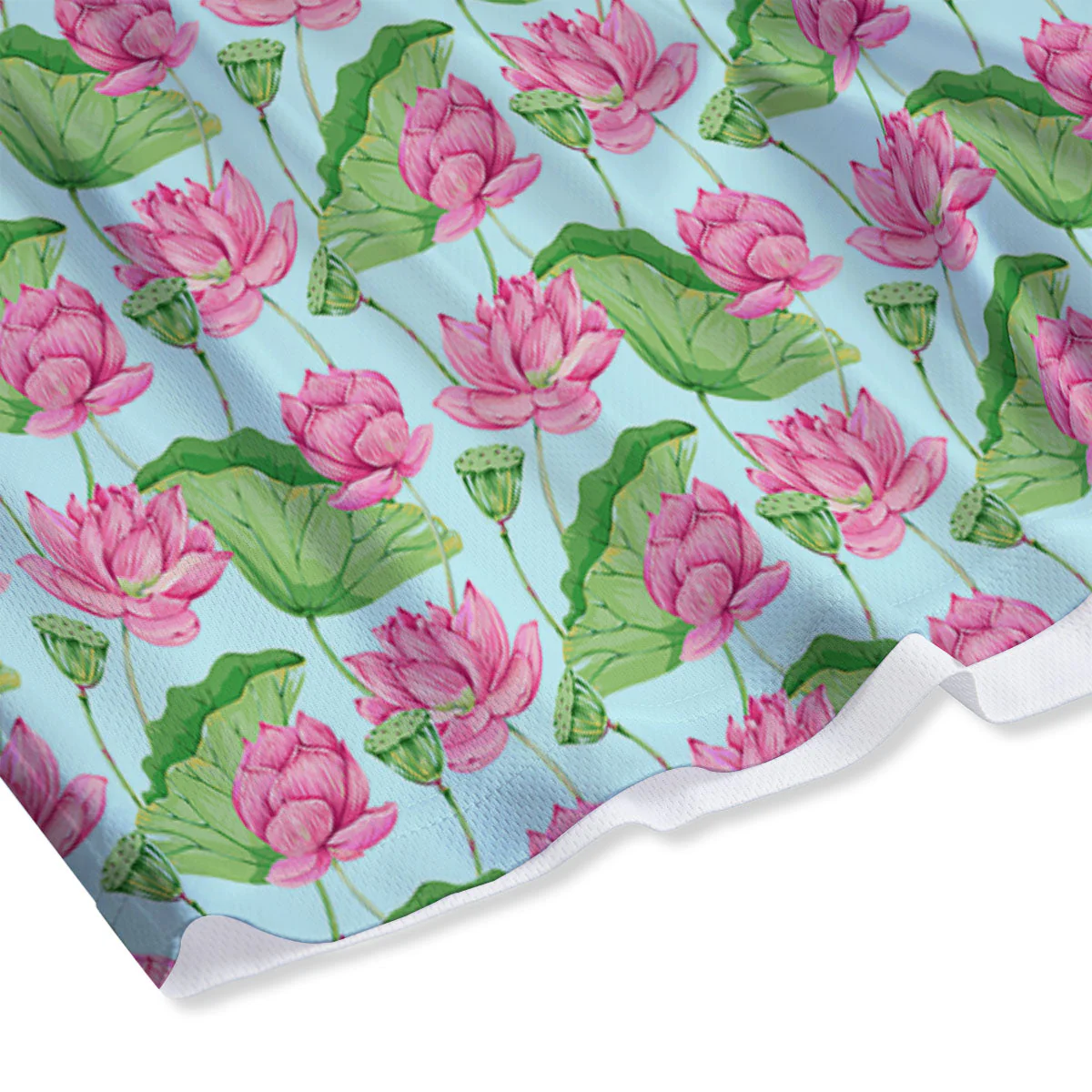 Lotus Leaf And Flower On The Water Print Pattern Mesh Shorts - Image 4