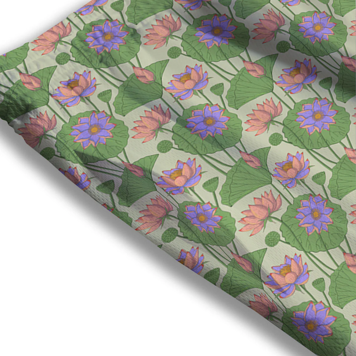 Lotus Leaf And Flower Print Pattern Mesh Shorts - Image 3