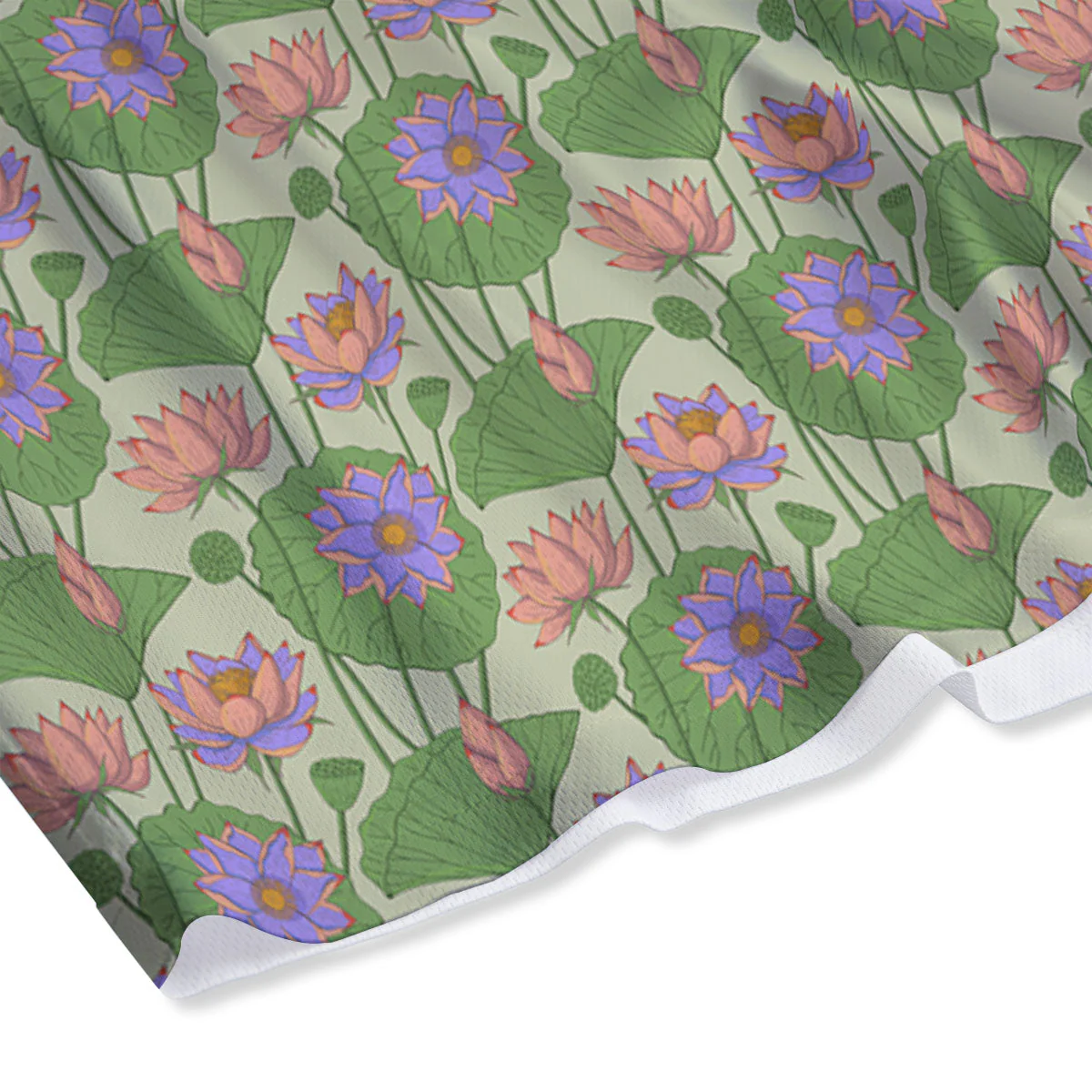Lotus Leaf And Flower Print Pattern Mesh Shorts - Image 4