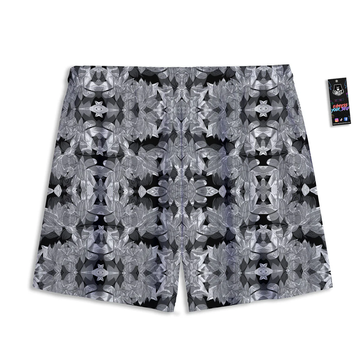 Lotus Monochrome Print Pattern Mesh Shorts - Image 2