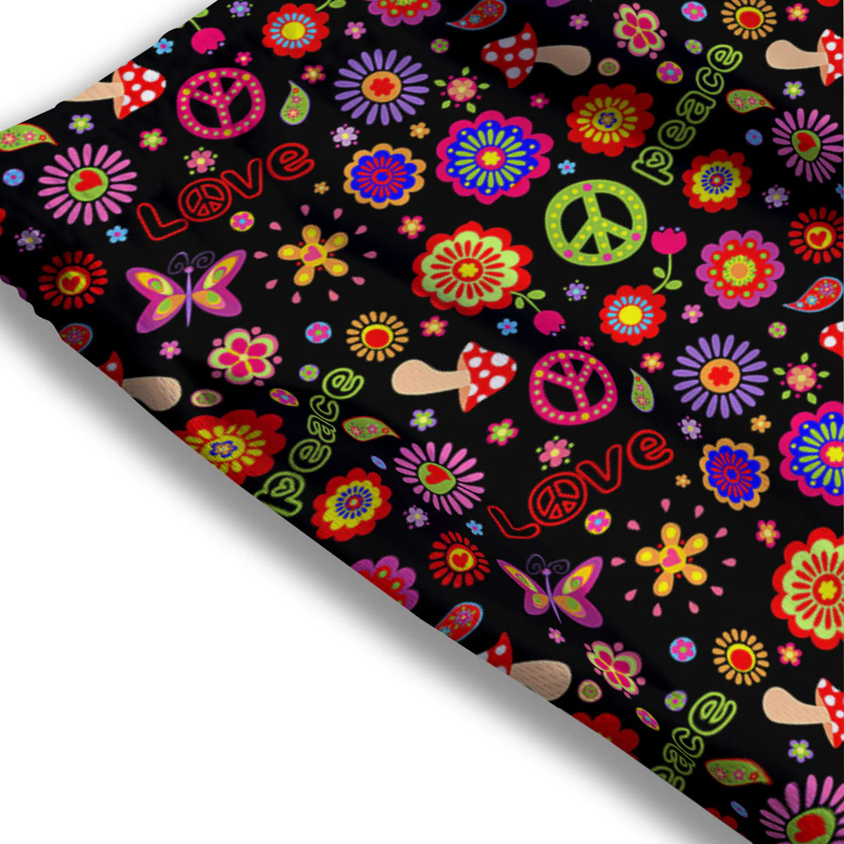 Love And Hippie Peace Sign Print Pattern Mesh Shorts - Image 3