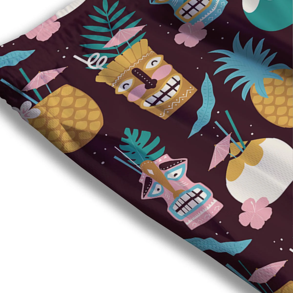 Luau Tiki Print Pattern Mesh Shorts - Image 3
