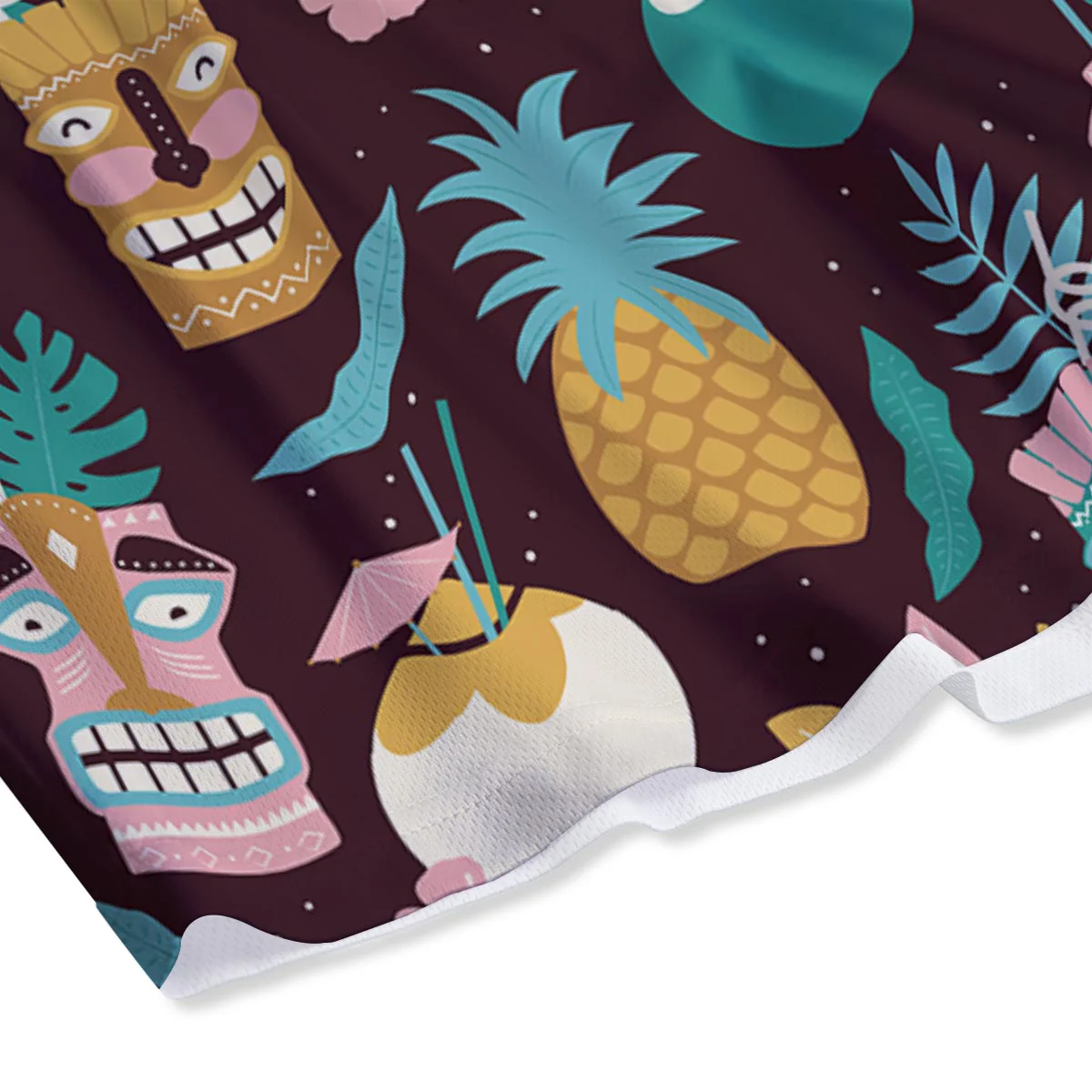 Luau Tiki Print Pattern Mesh Shorts - Image 4