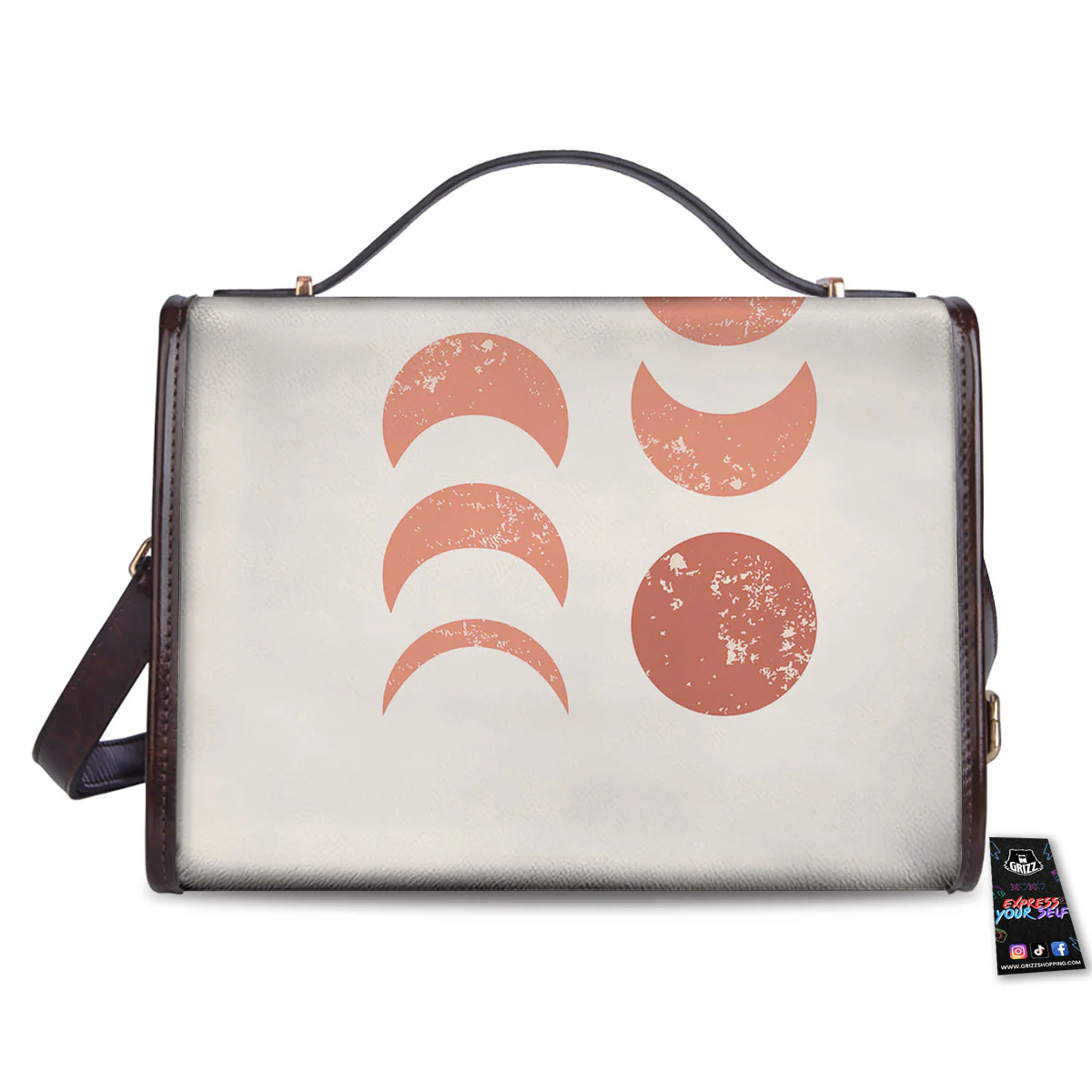 Lunar Cycle Phase Print Women's Satchel Bag - Image 2