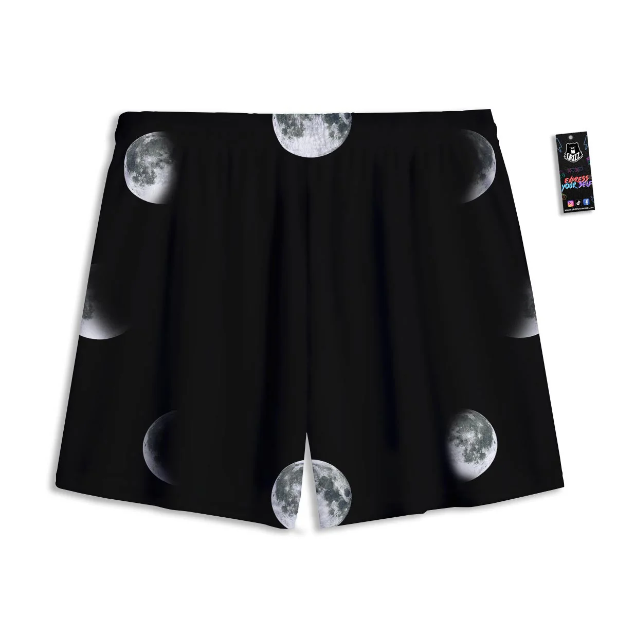 Lunar Phase Starry Sky Print Mesh Shorts - Image 2