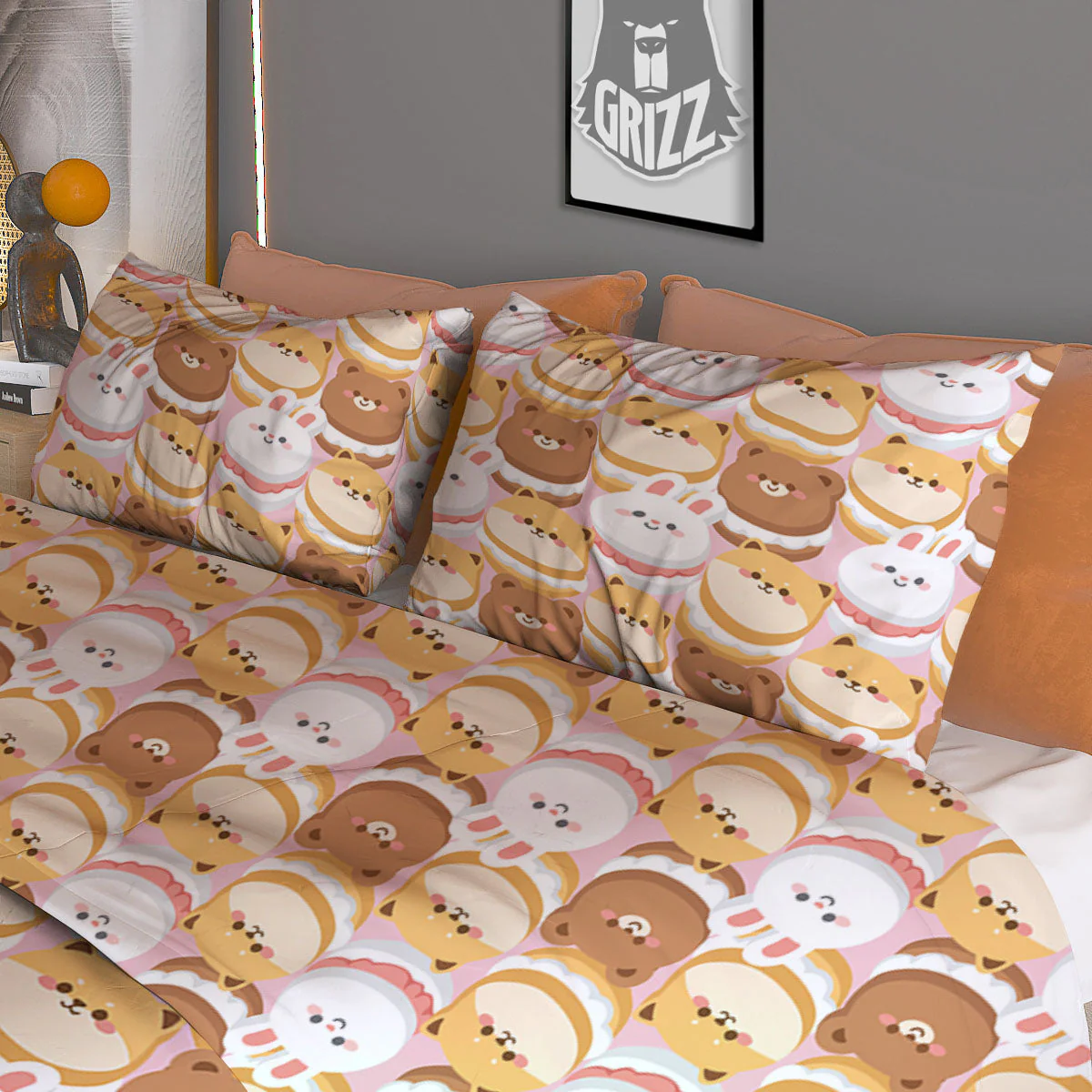 Macaron Cartoon Print Pattern Duvet Cover Bedding Set - Image 3