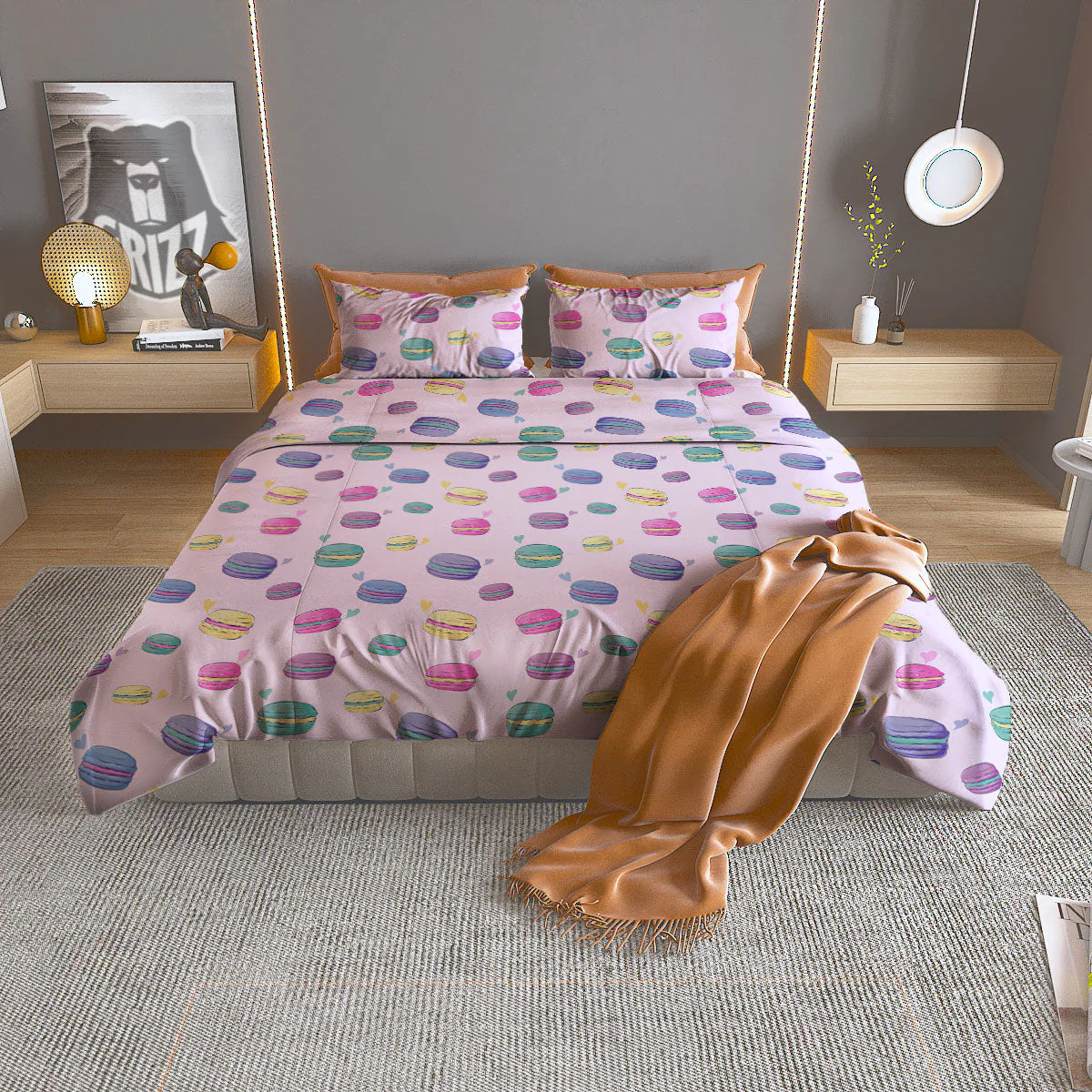 Macaron Print Pattern Duvet Cover Bedding Set