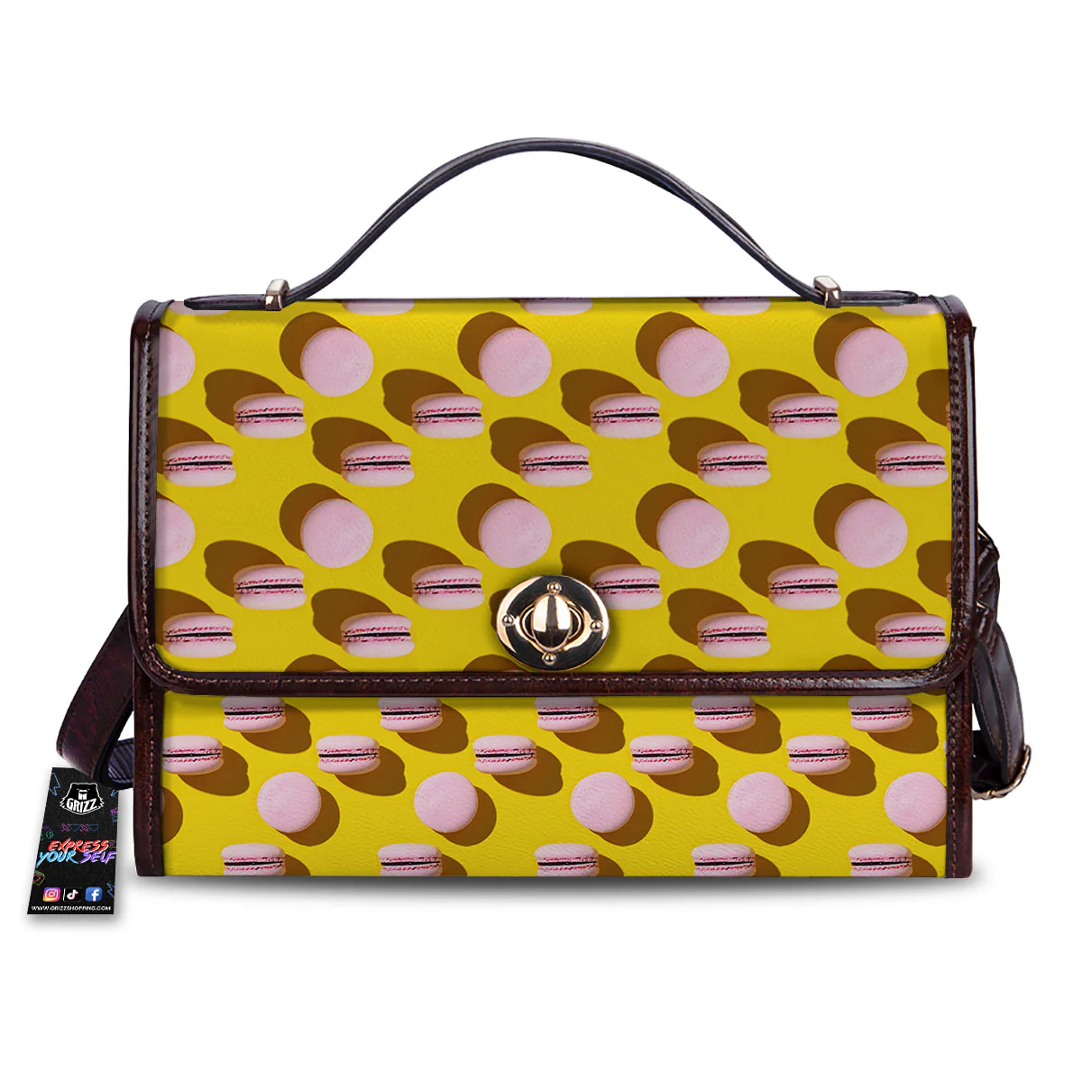 Macaron Yellow And Pink Print Pattern Women's Satchel Bag