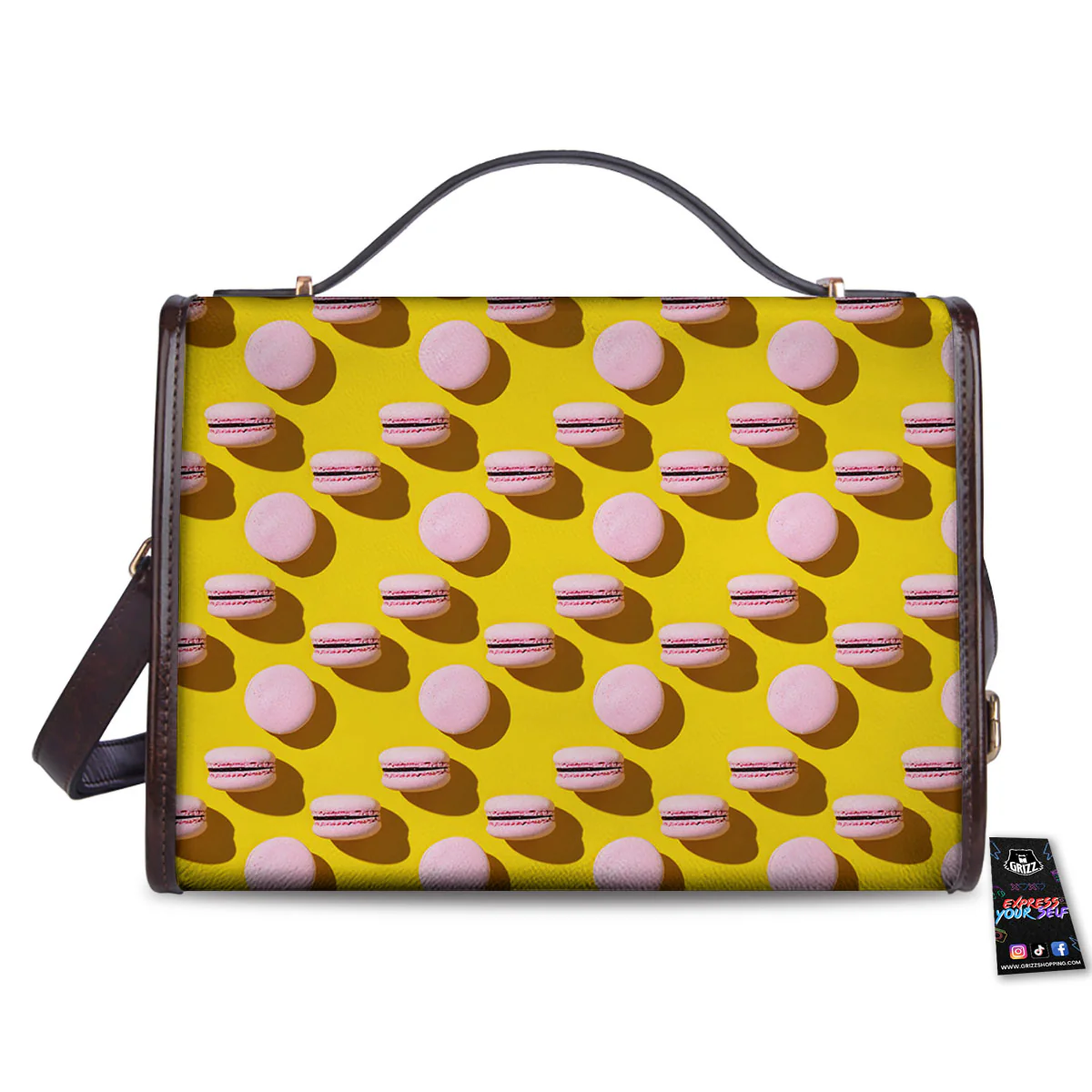 Macaron Yellow And Pink Print Pattern Women's Satchel Bag - Image 2