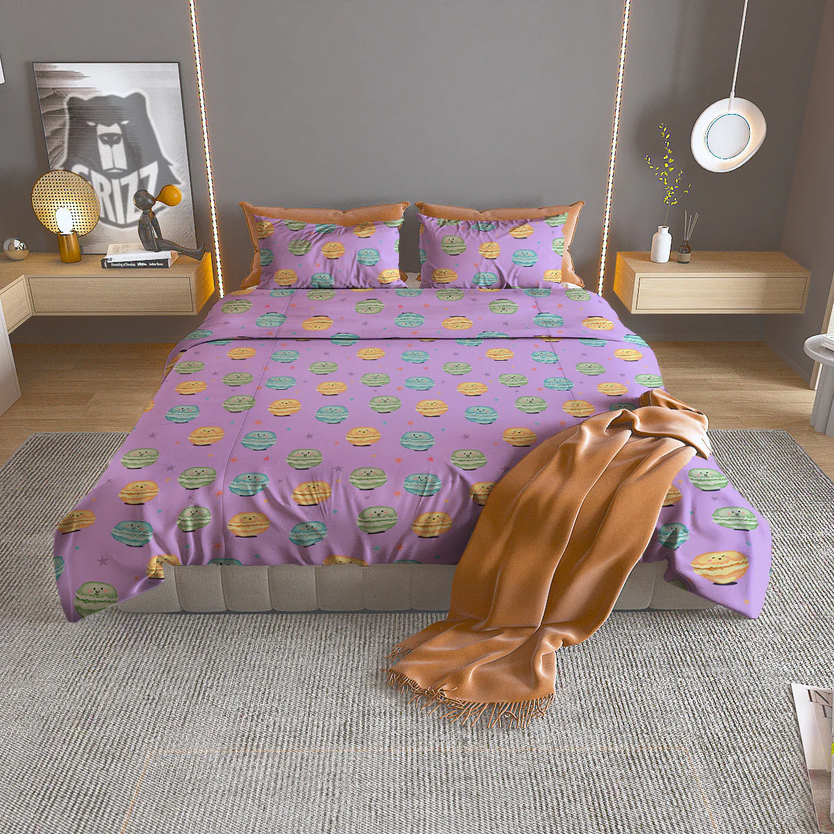 Macarons Cute Print Pattern Duvet Cover Bedding Set
