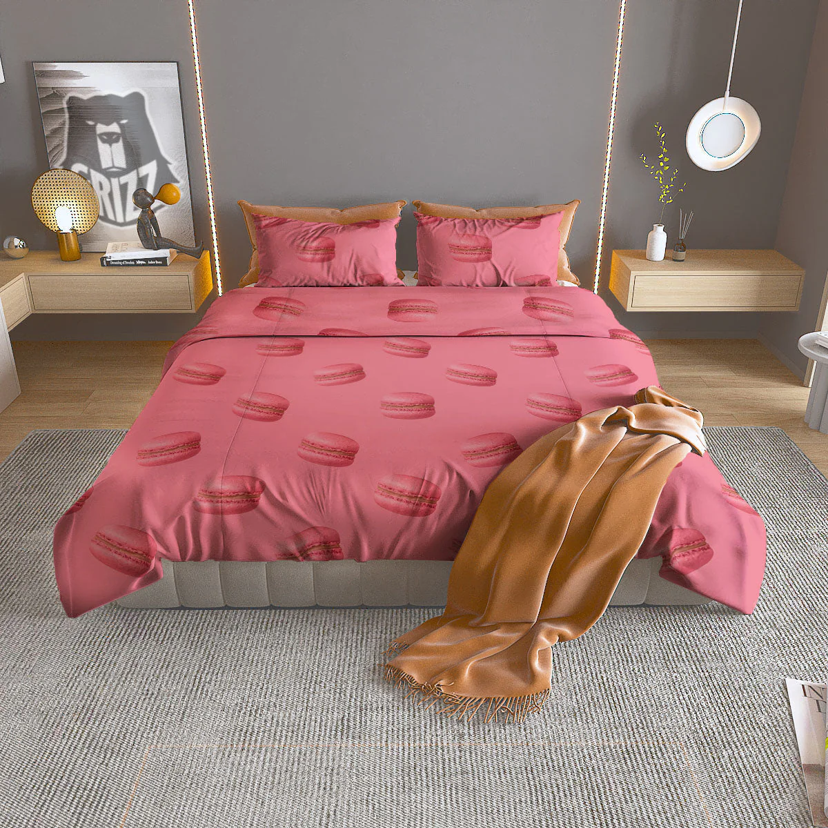 Macarons Pink Print Pattern Duvet Cover Bedding Set