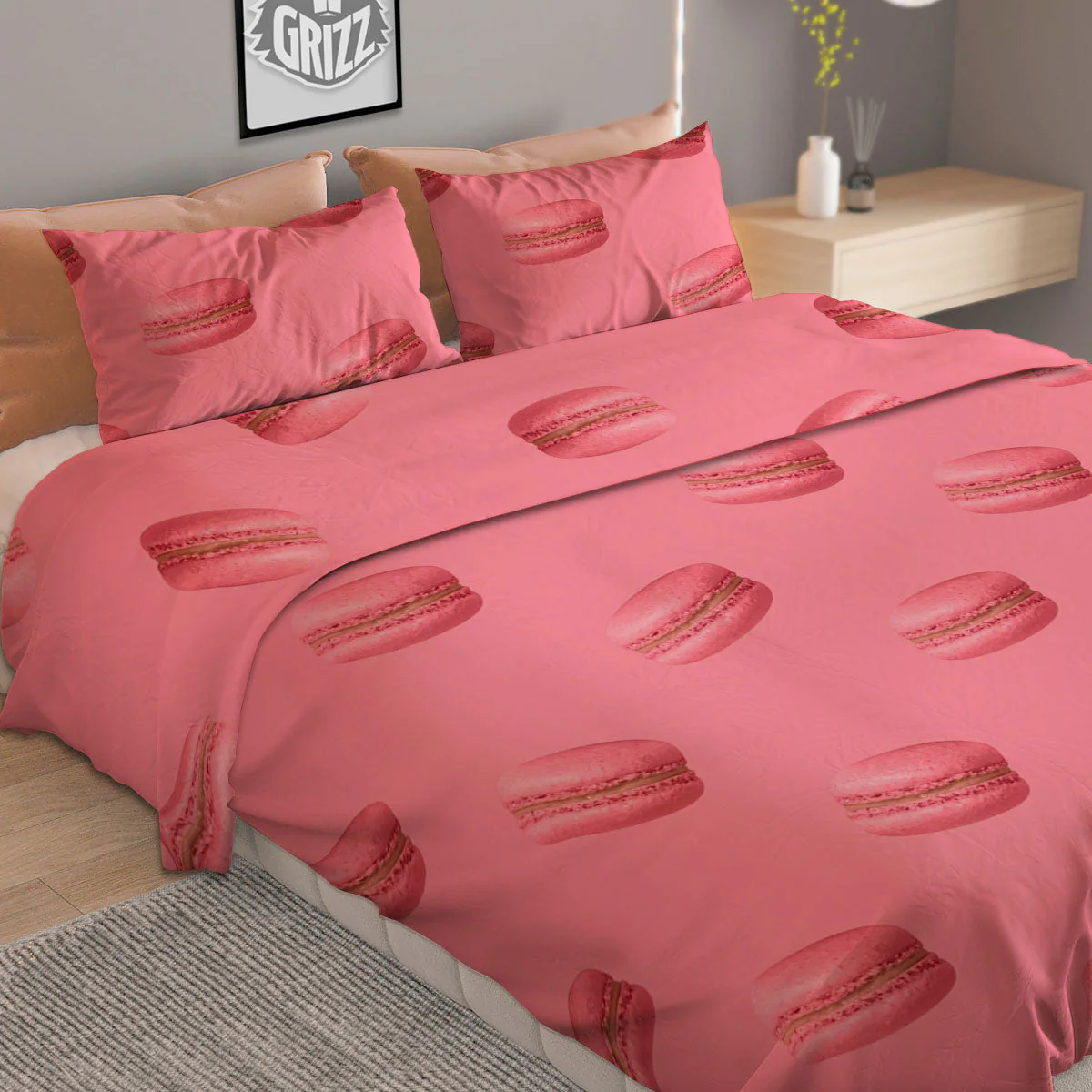 Macarons Pink Print Pattern Duvet Cover Bedding Set - Image 2