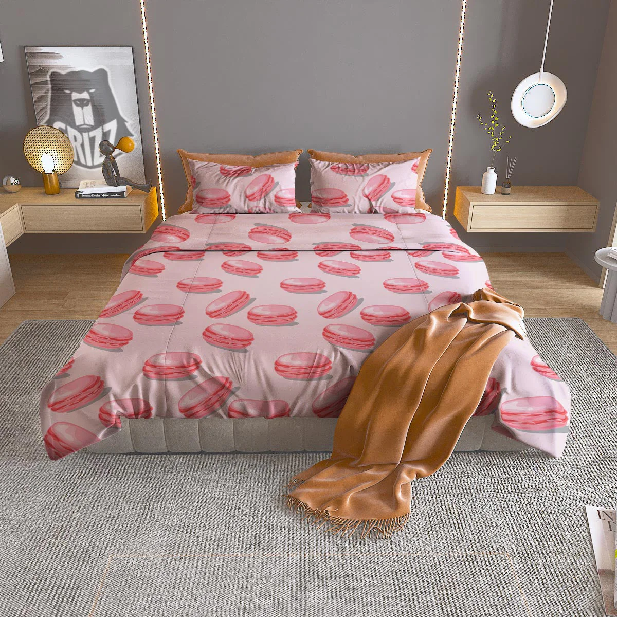 Macarons Sweet Print Pattern Duvet Cover Bedding Set