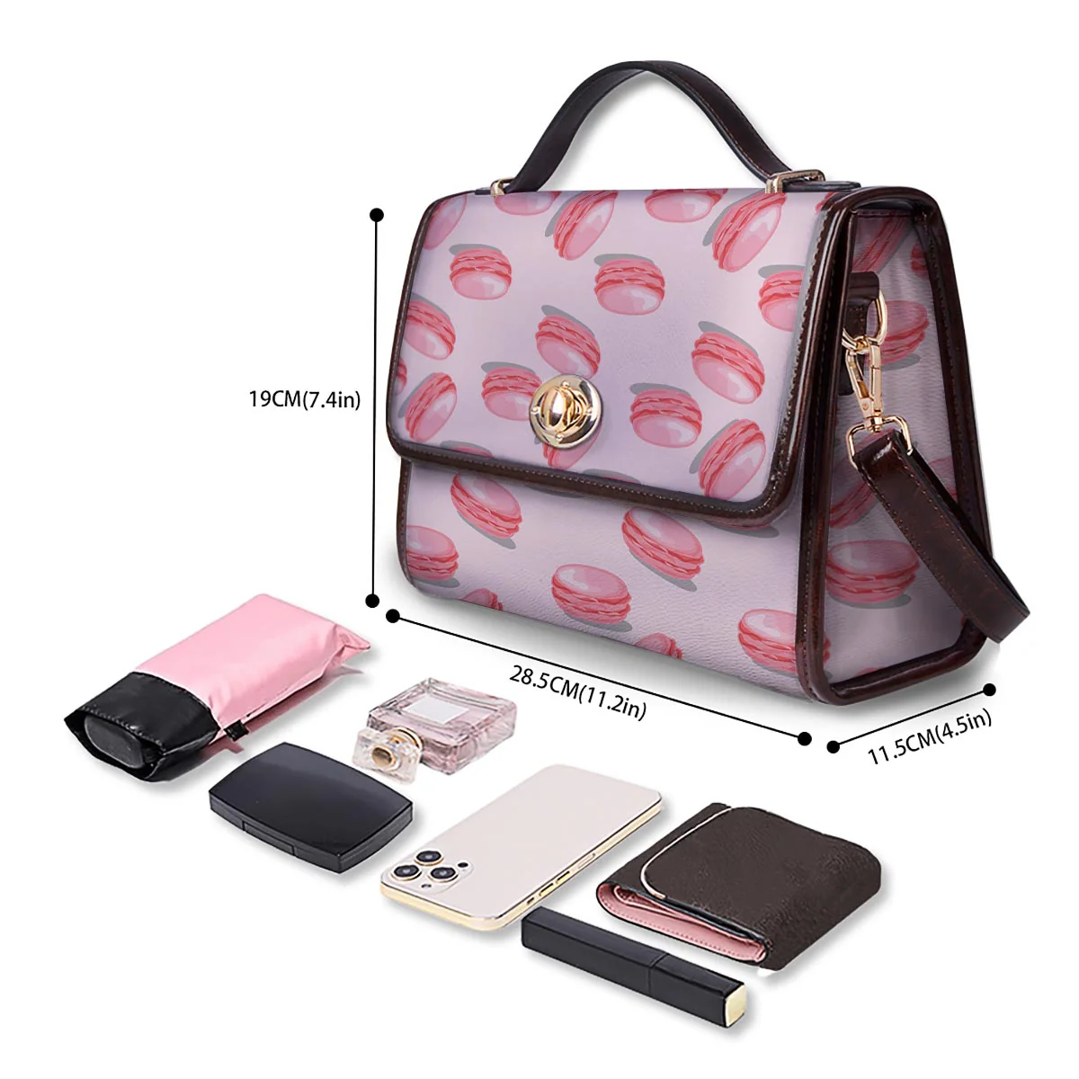 Macarons Sweet Print Pattern Women's Satchel Bag - Image 4