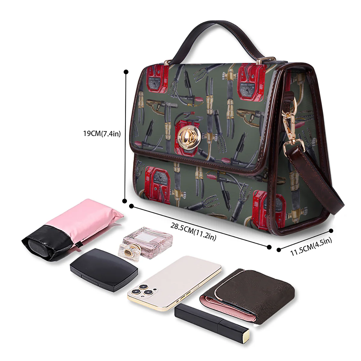 Machine Welding Print Pattern Women's Satchel Bag - Image 4