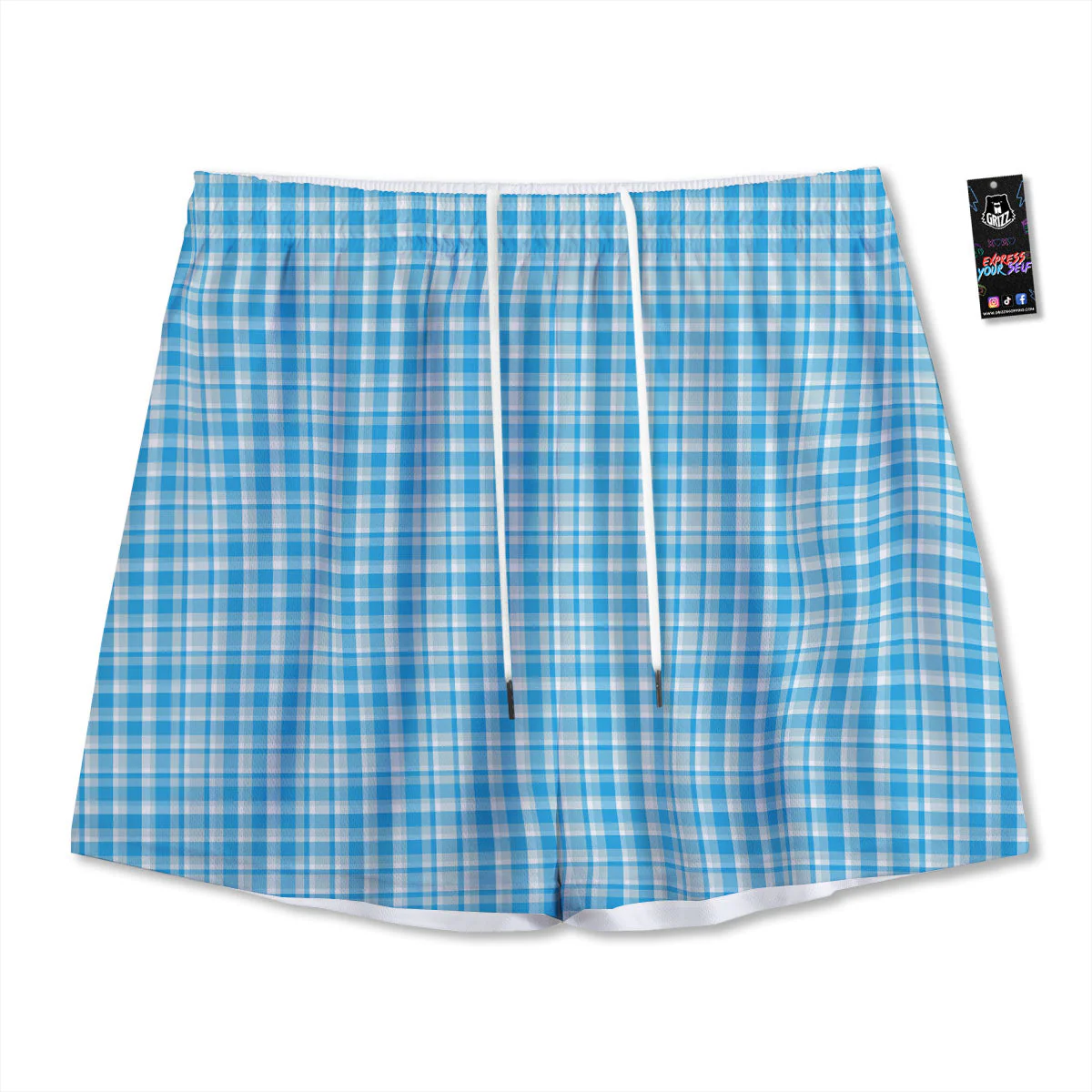 Madras Blue Print Pattern Mesh Shorts