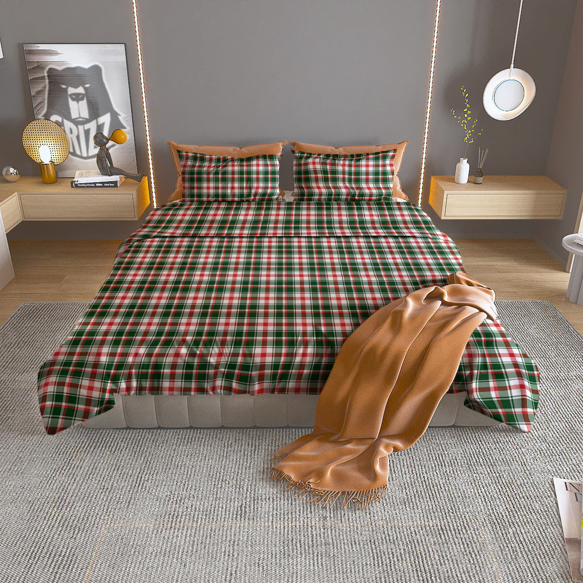 Madras Plaid Christmas Print Duvet Cover Bedding Set